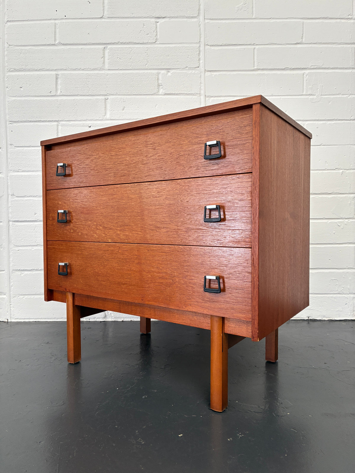 Vintage Mid-Century Symbol Chest of Drawers – British Retro 3 Drawer Storage