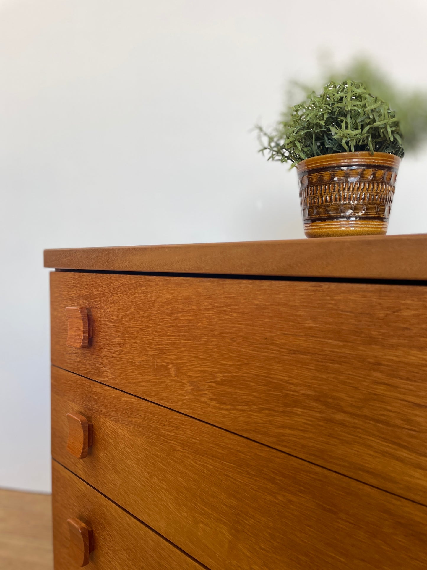 Vintage Stag Chest of Drawers – Mid-Century Modern 3 Drawer Teak Dresser