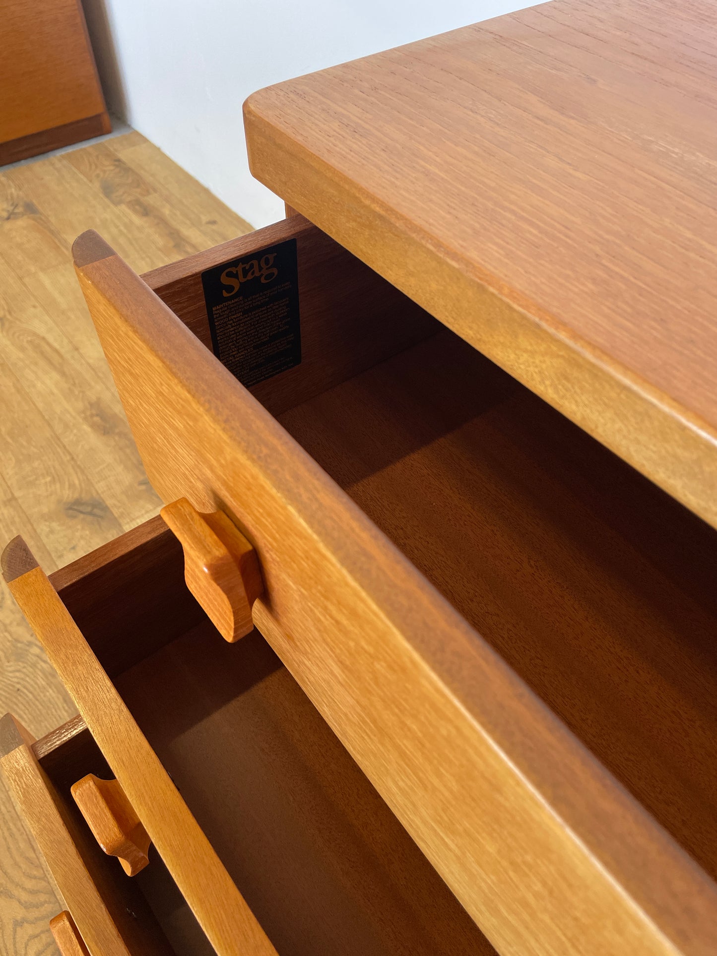 Vintage Stag Chest of Drawers – Mid-Century Modern 3 Drawer Teak Dresser