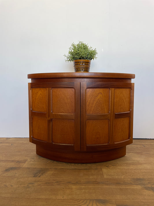 Vintage Nathan Teak Corner Cupboard | Mid Century Curved Cabinet | Retro Storage Furniture