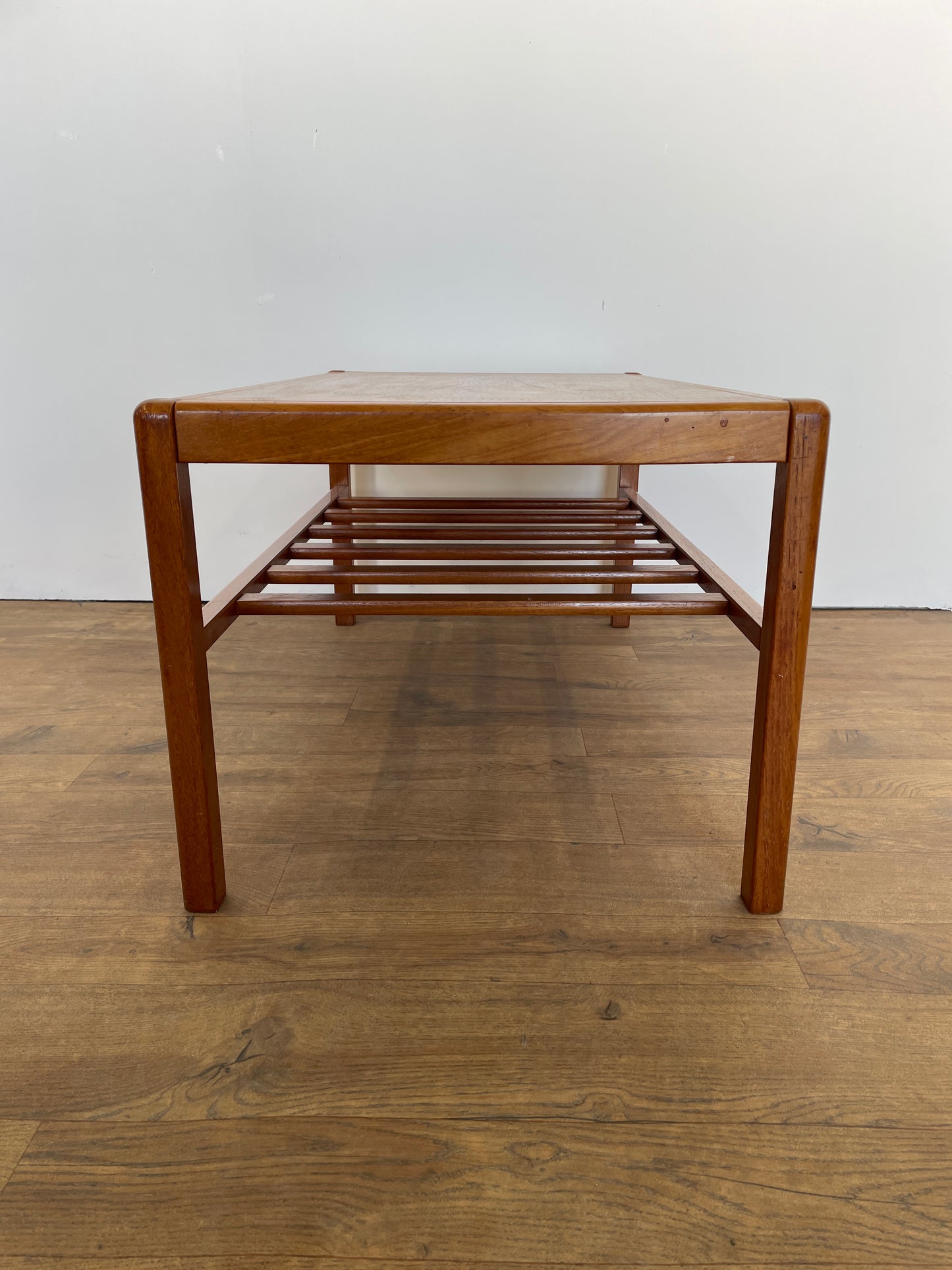 Vintage Mid-Century Teak Coffee Table – Danish Style with Slatted Shelf