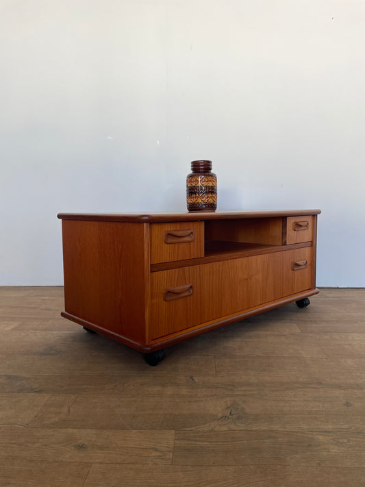 Vintage G Plan Teak TV Cabinet | Mid-Century Modern Media Unit on Castors