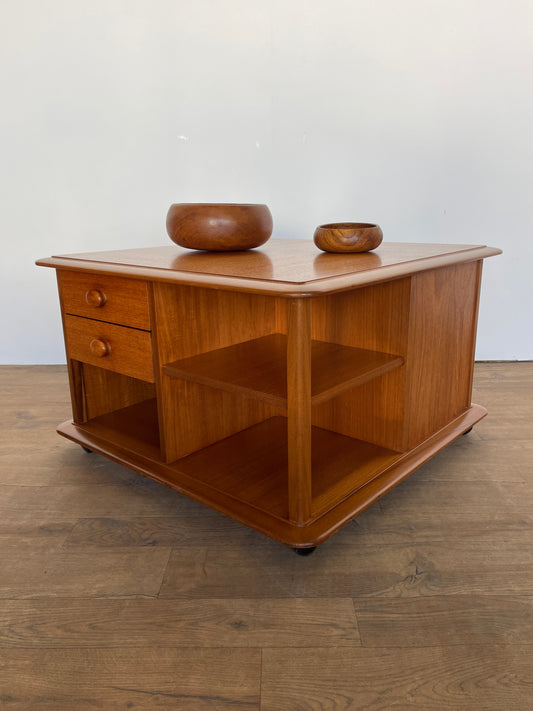 Nathan Pandora Vintage Teak Coffee Table – Mid-Century Modern Storage Table
