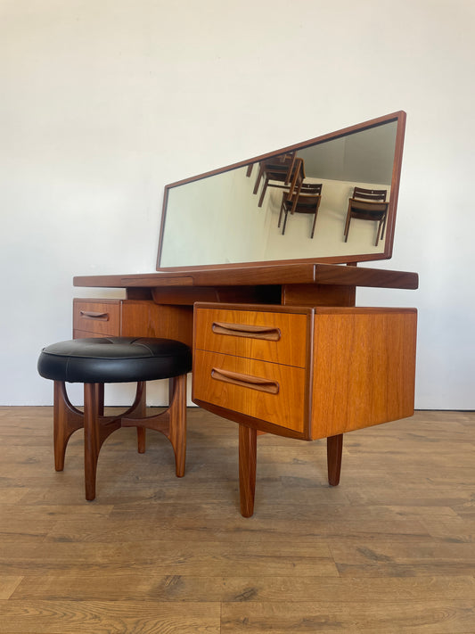 Vintage G Plan Fresco Teak Floating Top Dressing Table with Stool – Mid-Century Modern