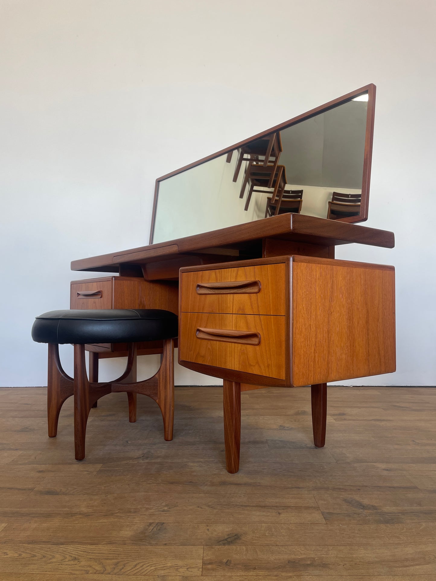 Vintage G Plan Fresco Teak Floating Top Dressing Table with Stool – Mid-Century Modern