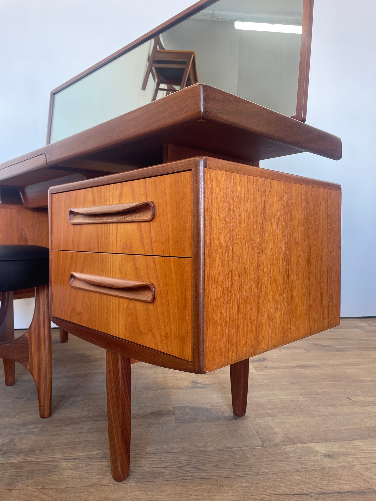Vintage G Plan Fresco Teak Floating Top Dressing Table with Stool – Mid-Century Modern