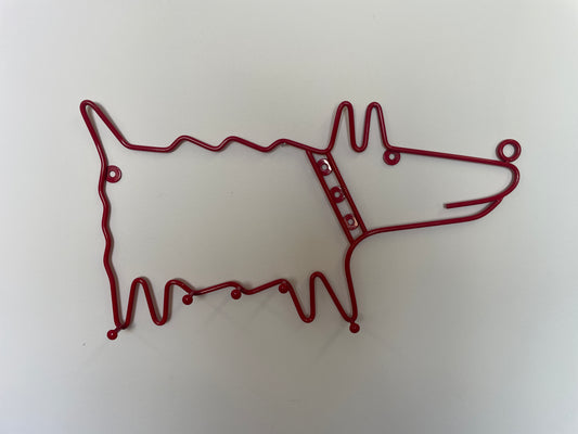 Vintage IKEA Red Metal Dog Wall Hooks – Quirky Wire Art Decor