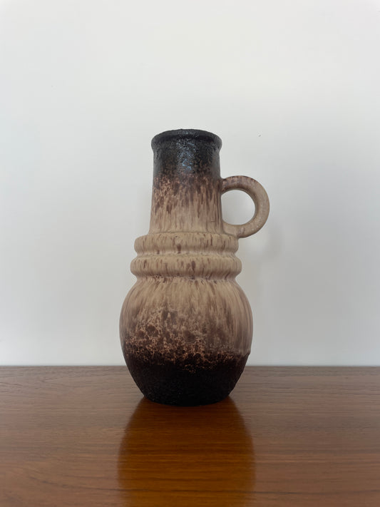 Vintage West German Vase – Brown & Beige Glaze Ceramic (Mid-Century)
