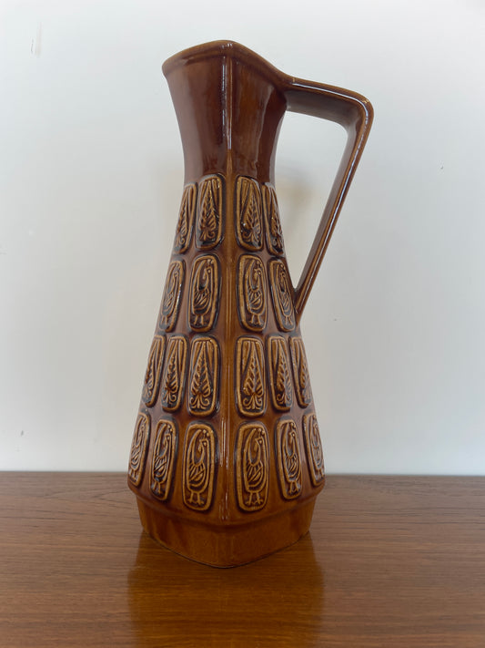 Vintage West German Pottery Jug – 1970s Ceramic Vase
