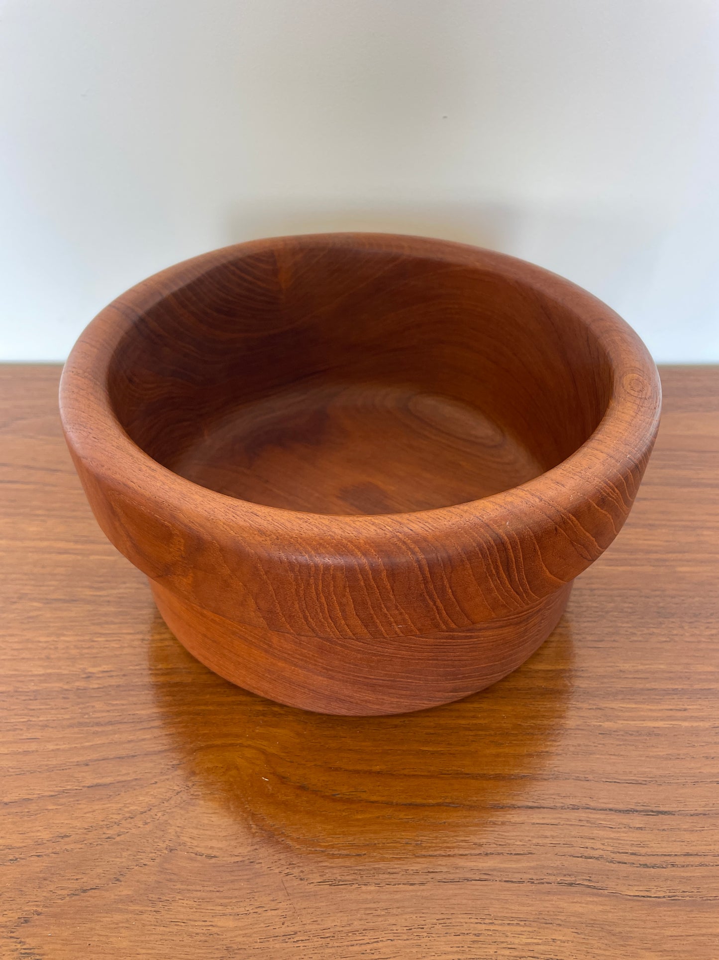 Mid-Century Danish Teak Large Fruit Bowl – Hand-Turned Wood
