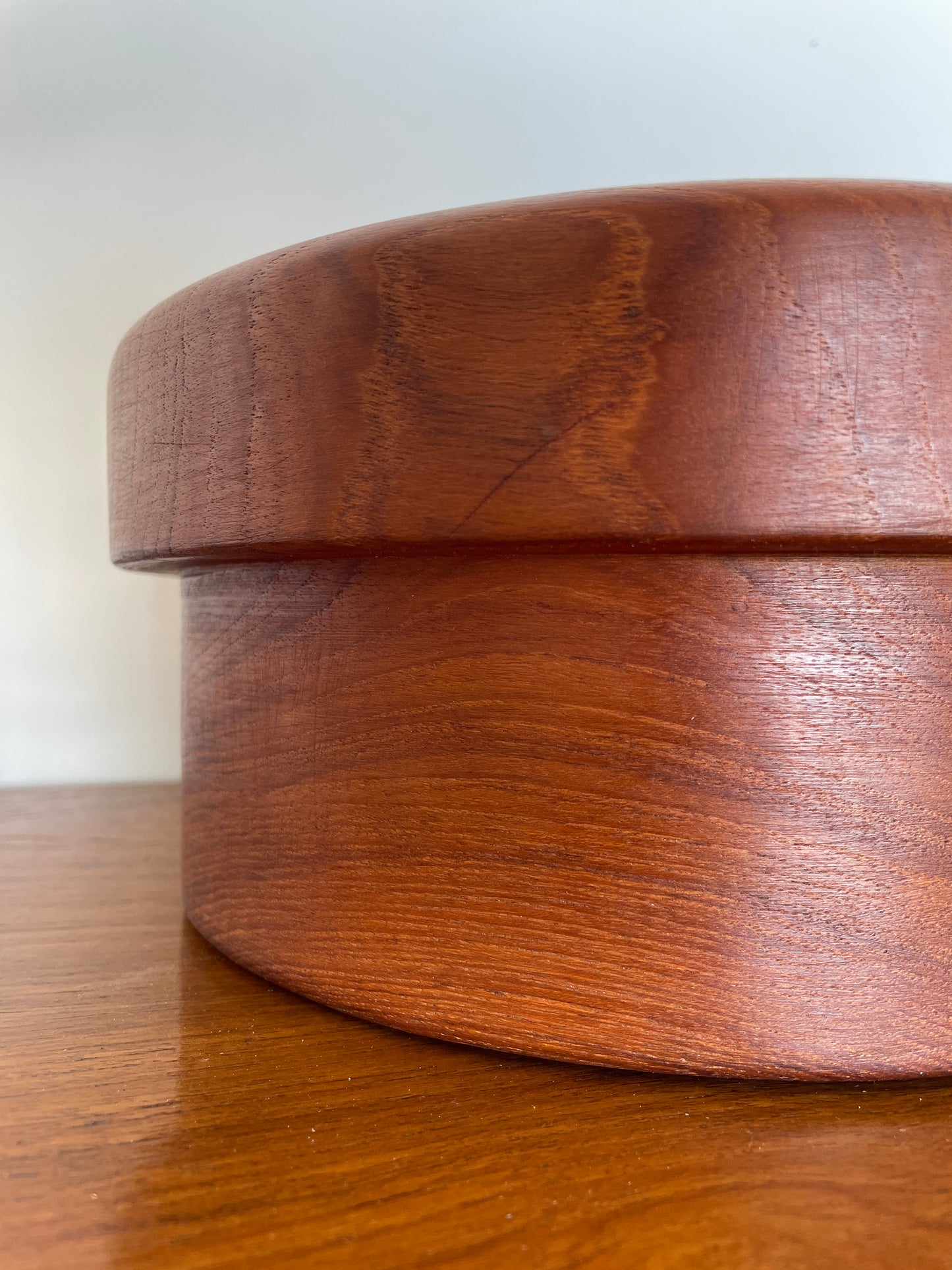 Mid-Century Danish Teak Large Fruit Bowl – Hand-Turned Wood