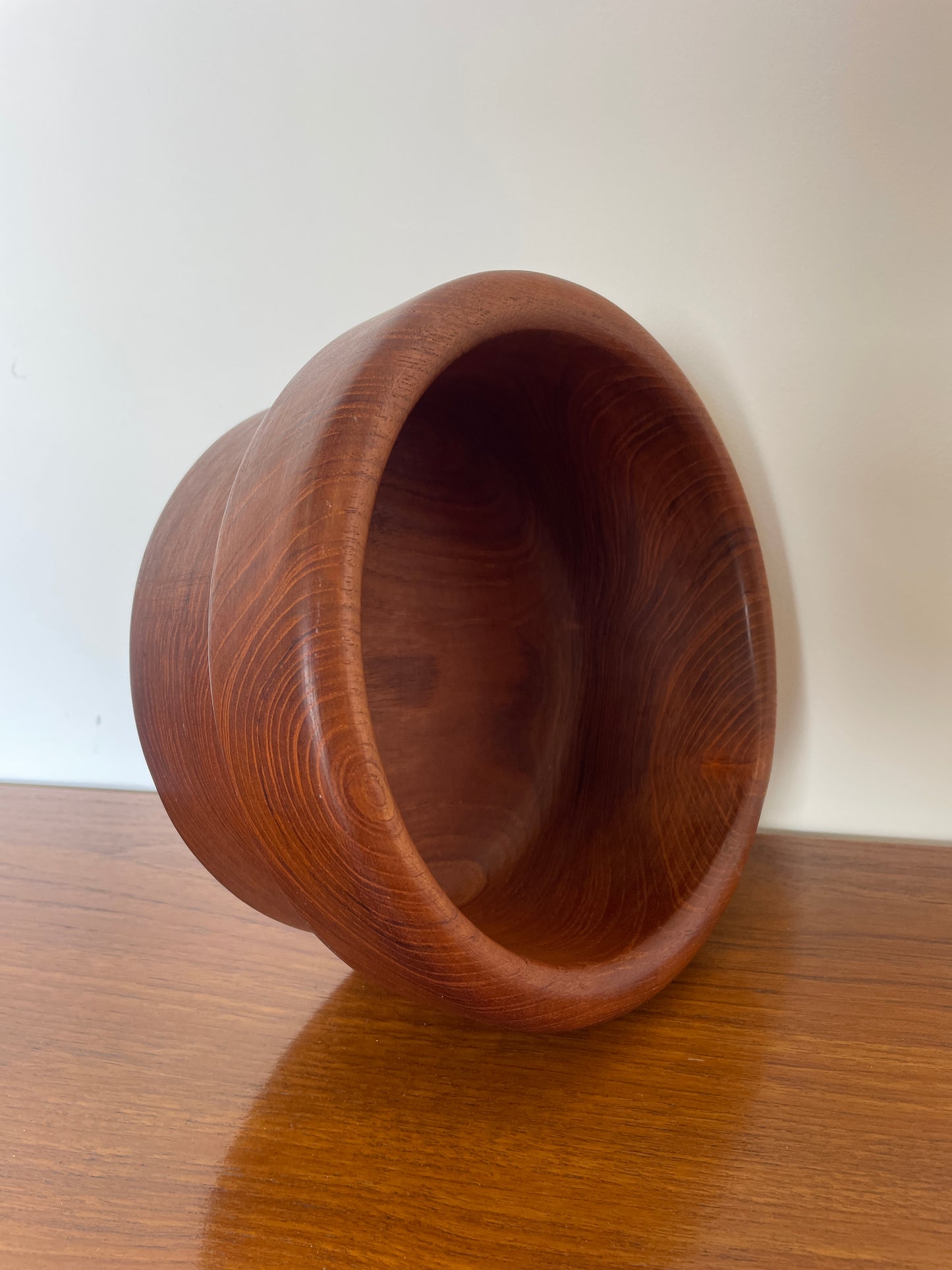 Mid-Century Danish Teak Large Fruit Bowl – Hand-Turned Wood