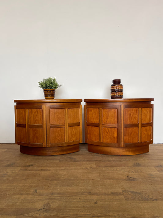 Pair of Mid-Century Teak Corner Bedside Cabinets by Nathan