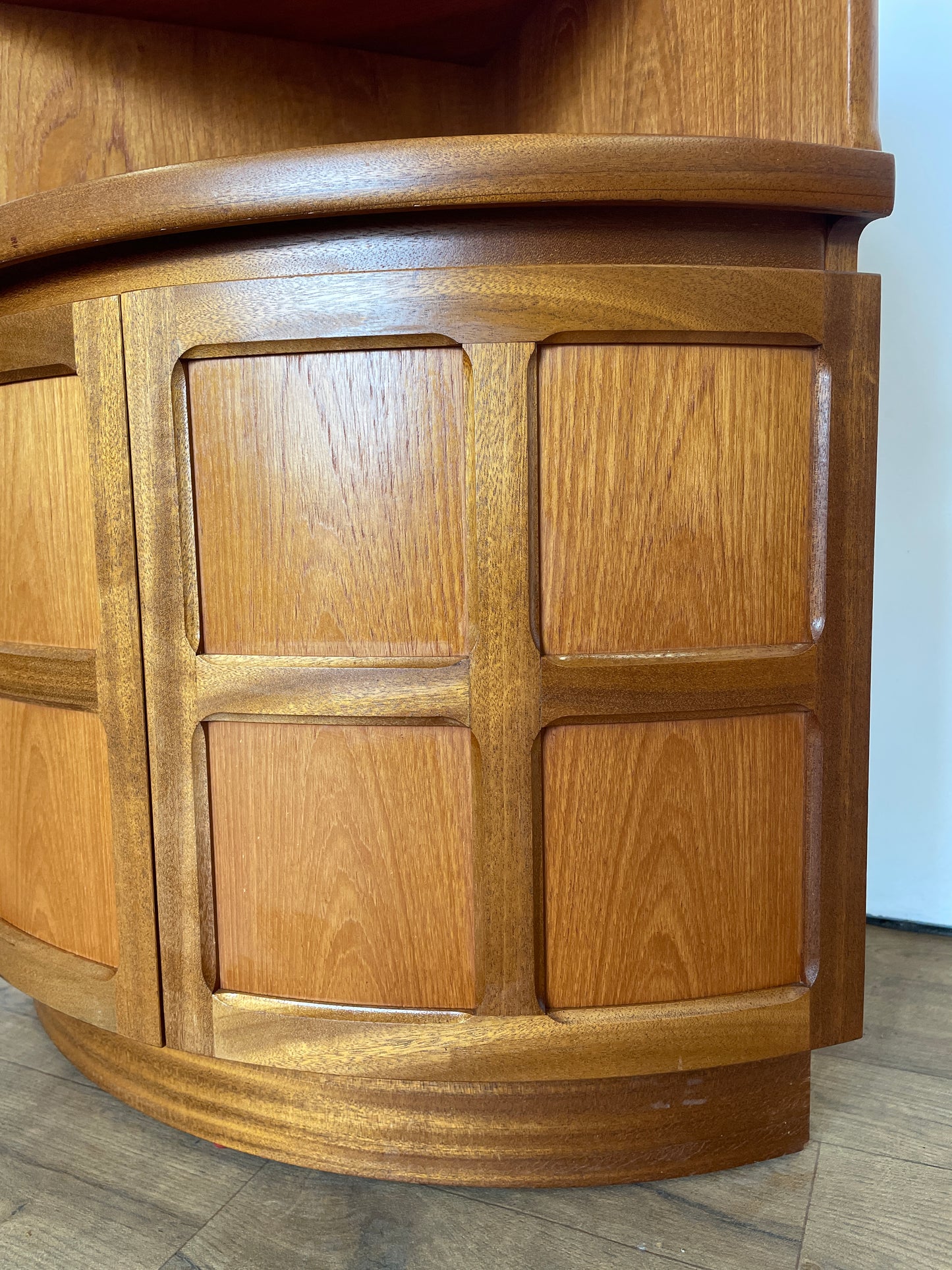 Mid-Century Nathan Teak Corner Cabinet – Vintage Storage Unit