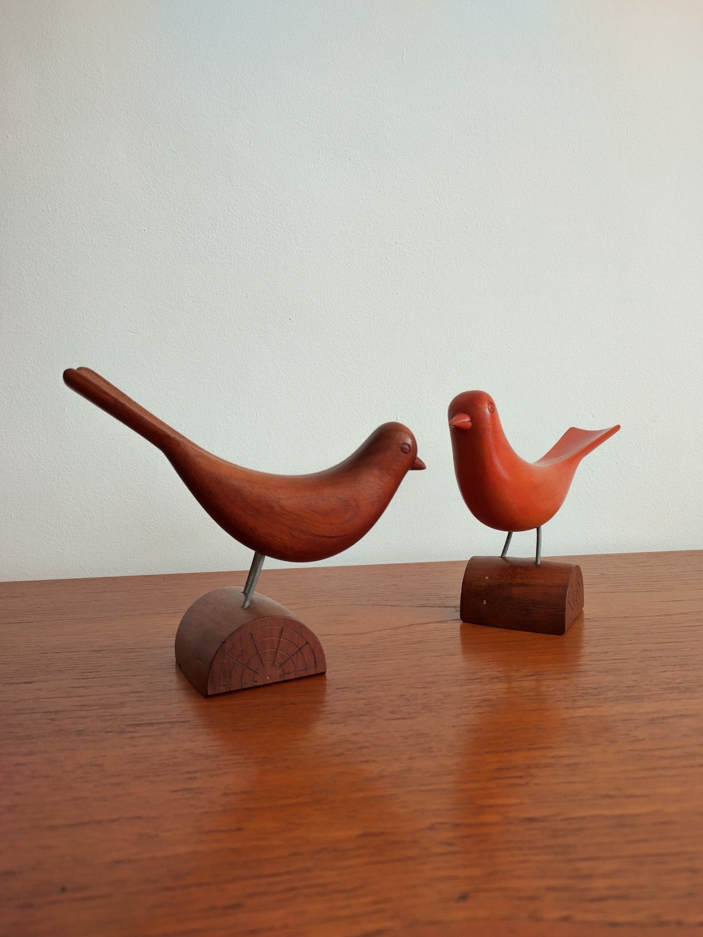 Pr Wooden Birds Danish Mid-Century Vintage Retro Scandi Figurine Ornament