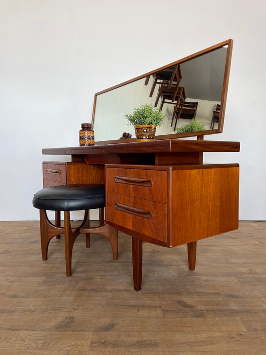 G Plan Fresco Teak Floating Top Dressing Table with Mirror & Matching Stool – Mid-Century Modern