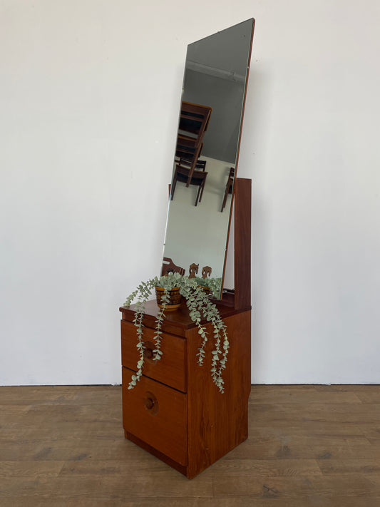 Vintage Meredew Cheval Mirror with Drawers – Mid-Century Modern Teak