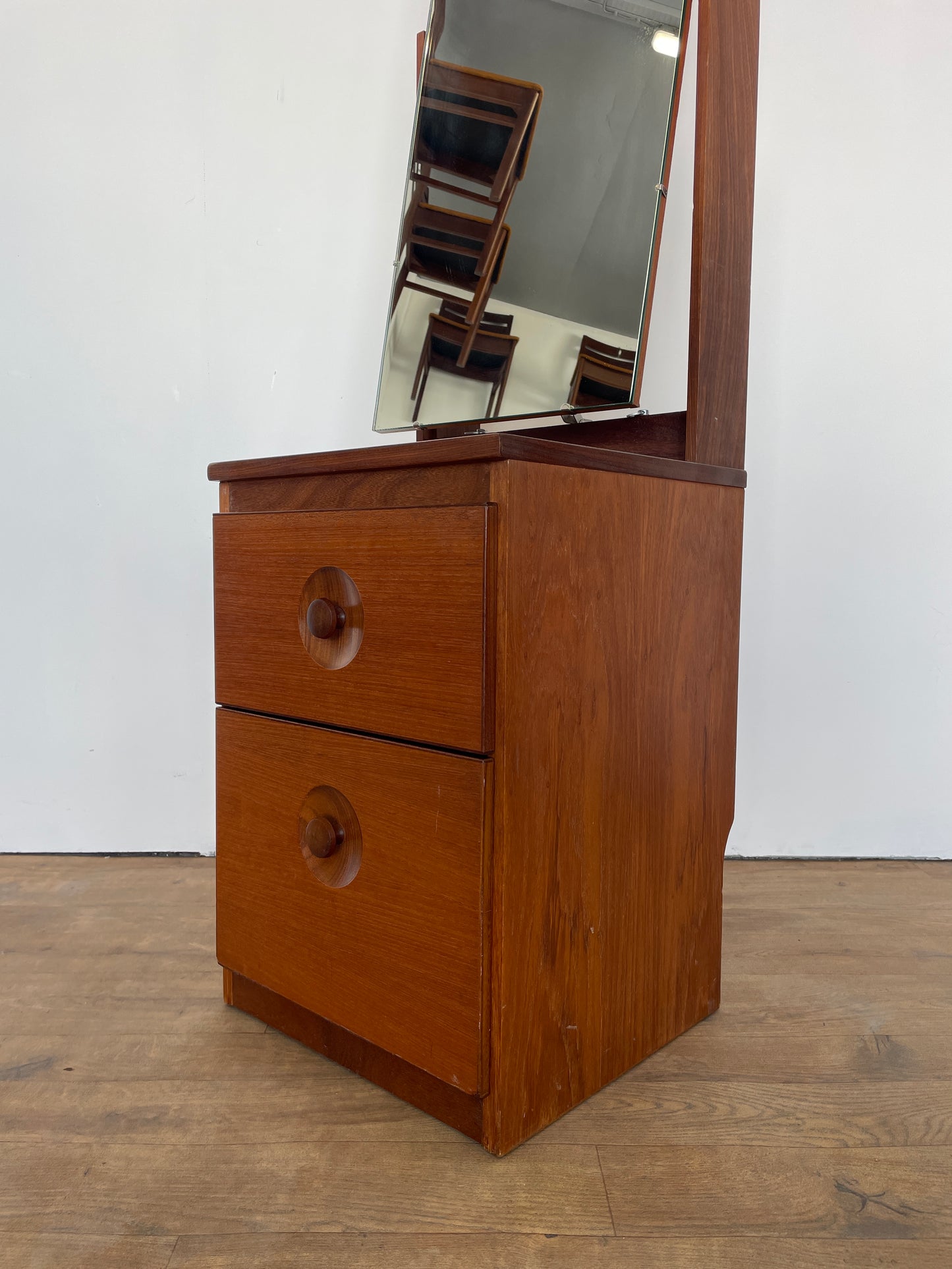 Vintage Meredew Cheval Mirror with Drawers – Mid-Century Modern Teak