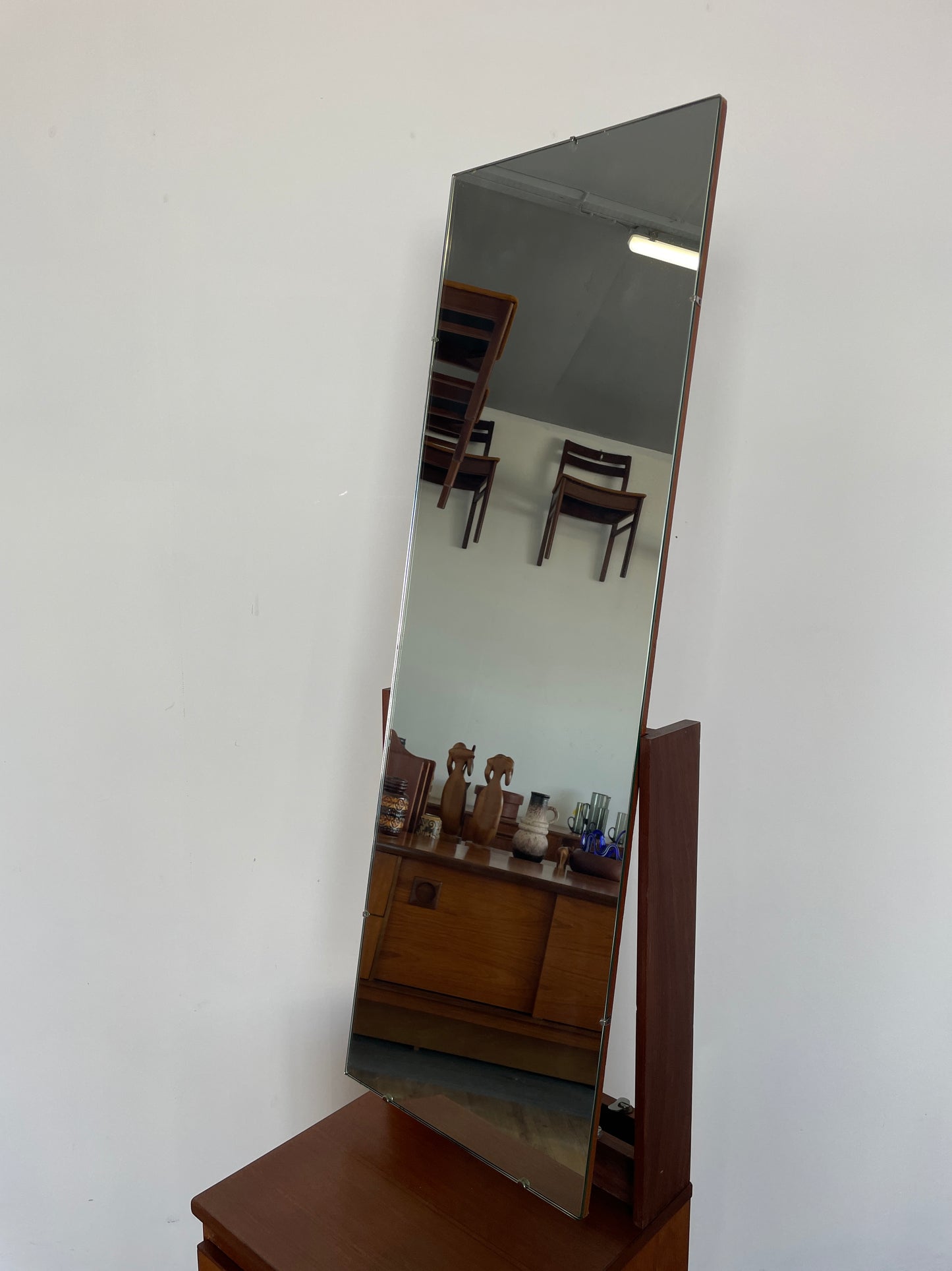 Vintage Meredew Cheval Mirror with Drawers – Mid-Century Modern Teak