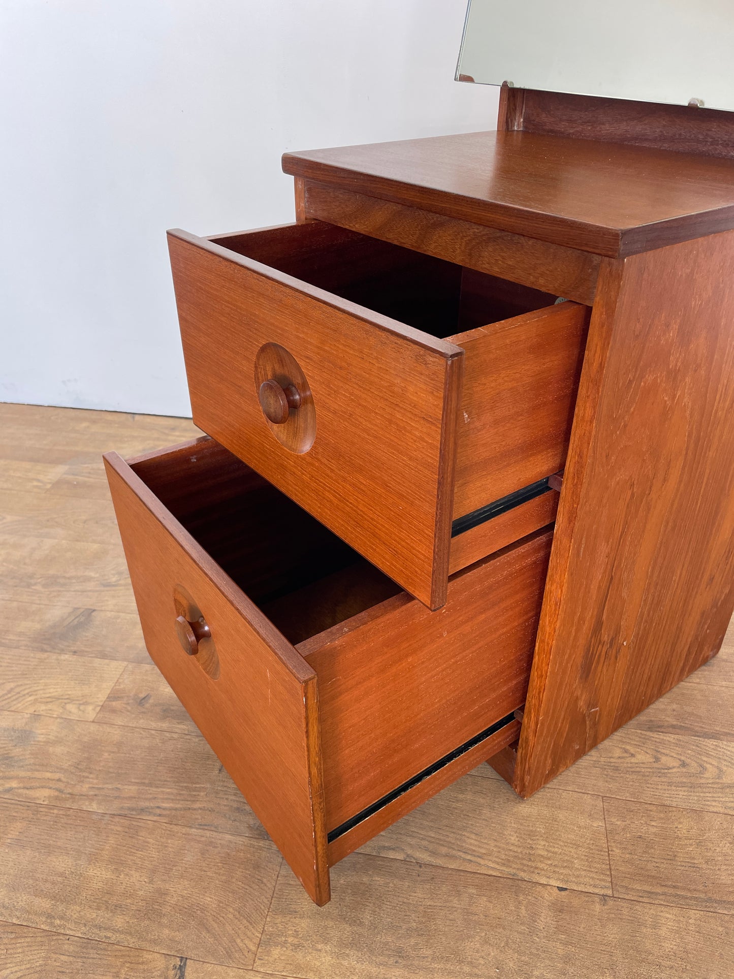 Vintage Meredew Cheval Mirror with Drawers – Mid-Century Modern Teak
