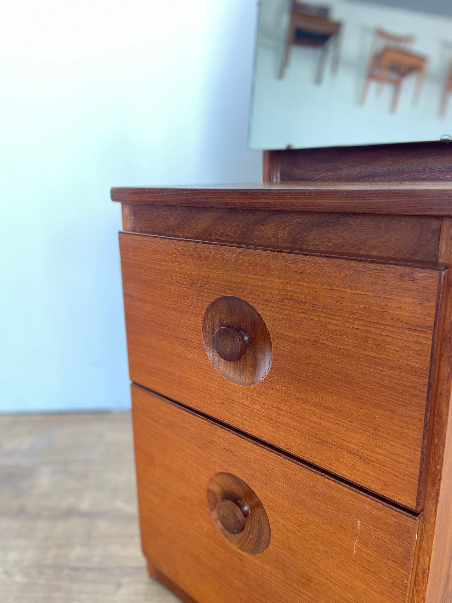 Vintage Meredew Cheval Mirror with Drawers – Mid-Century Modern Teak