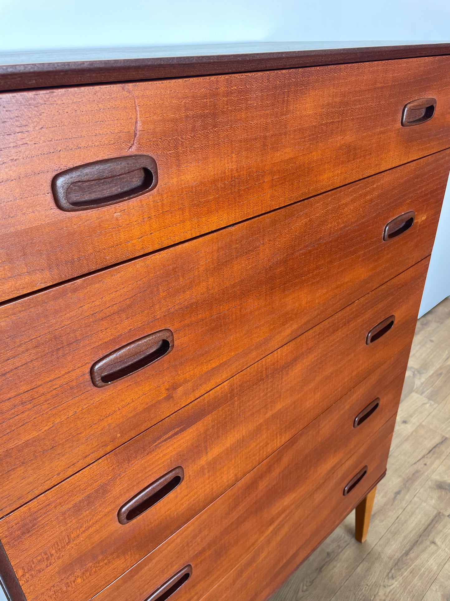 Mid-Century Austin Suite Teak Tallboy Chest of Drawers – 5 Drawer Vintage Storage