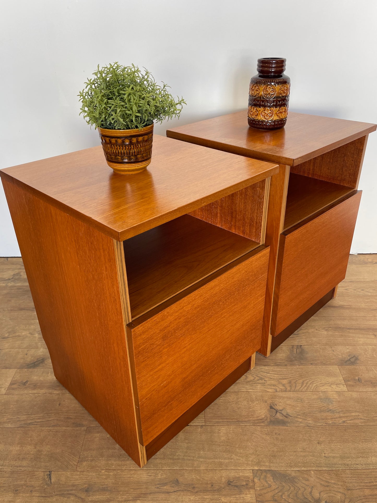 Pair of Vintage Teak Mid-Century Bedside Cabinets – 1960s Scandinavian Style