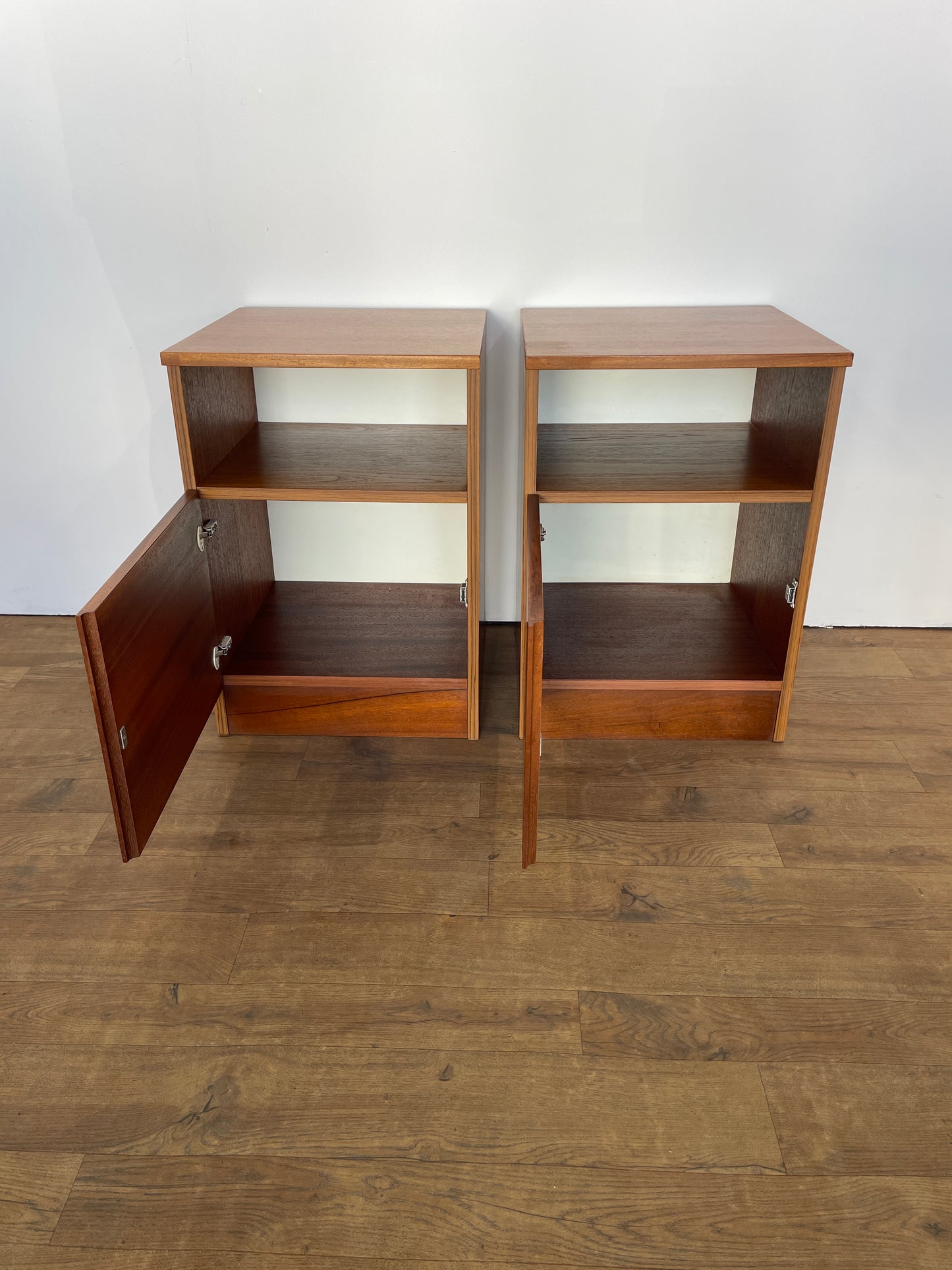 Pair of Vintage Teak Mid-Century Bedside Cabinets – 1960s Scandinavian Style