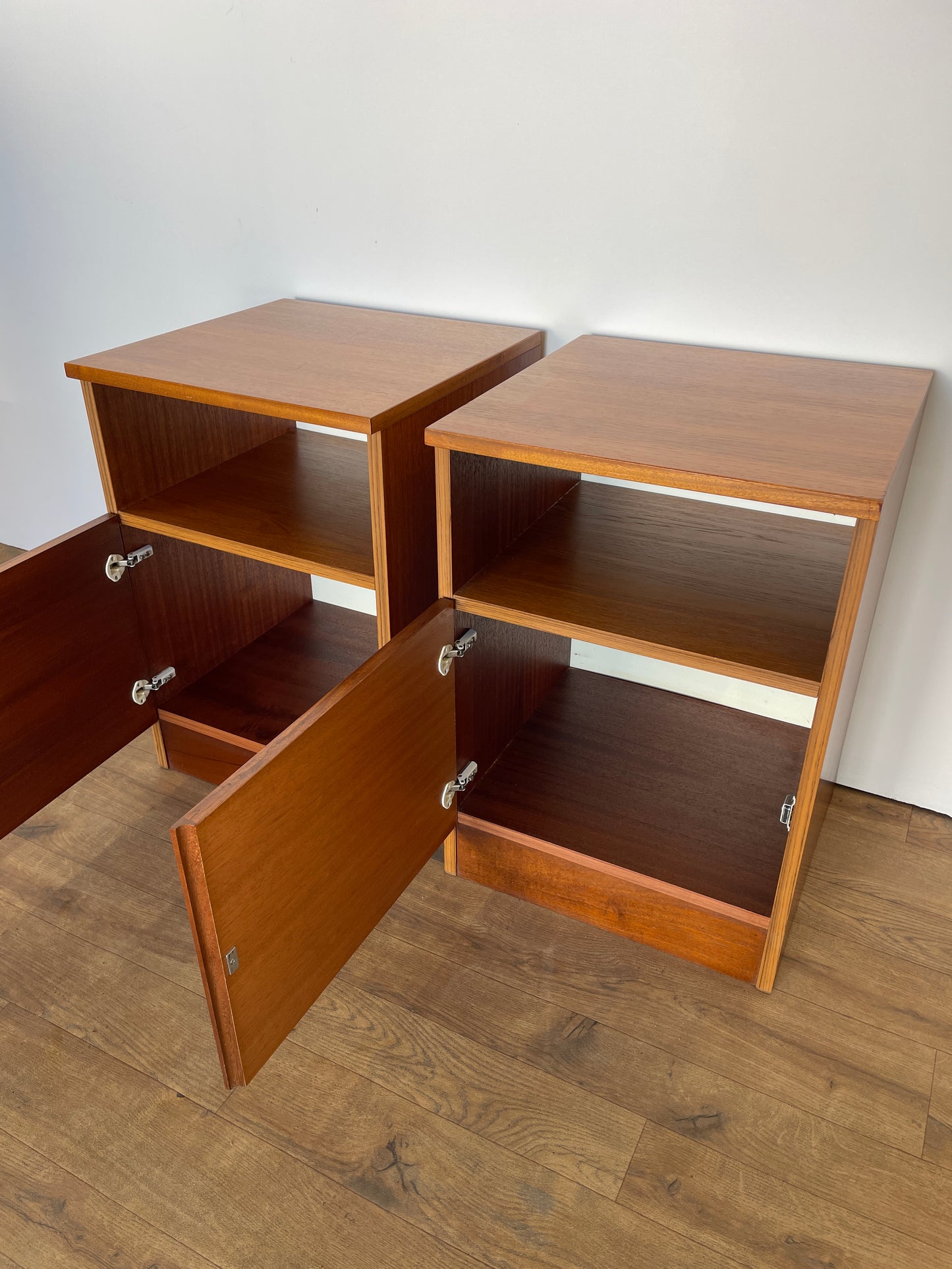 Pair of Vintage Teak Mid-Century Bedside Cabinets – 1960s Scandinavian Style