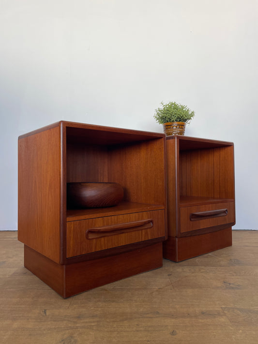 Pair of Mid-Century G Plan Fresco Teak Bedside Cabinets – Vintage Nightstands