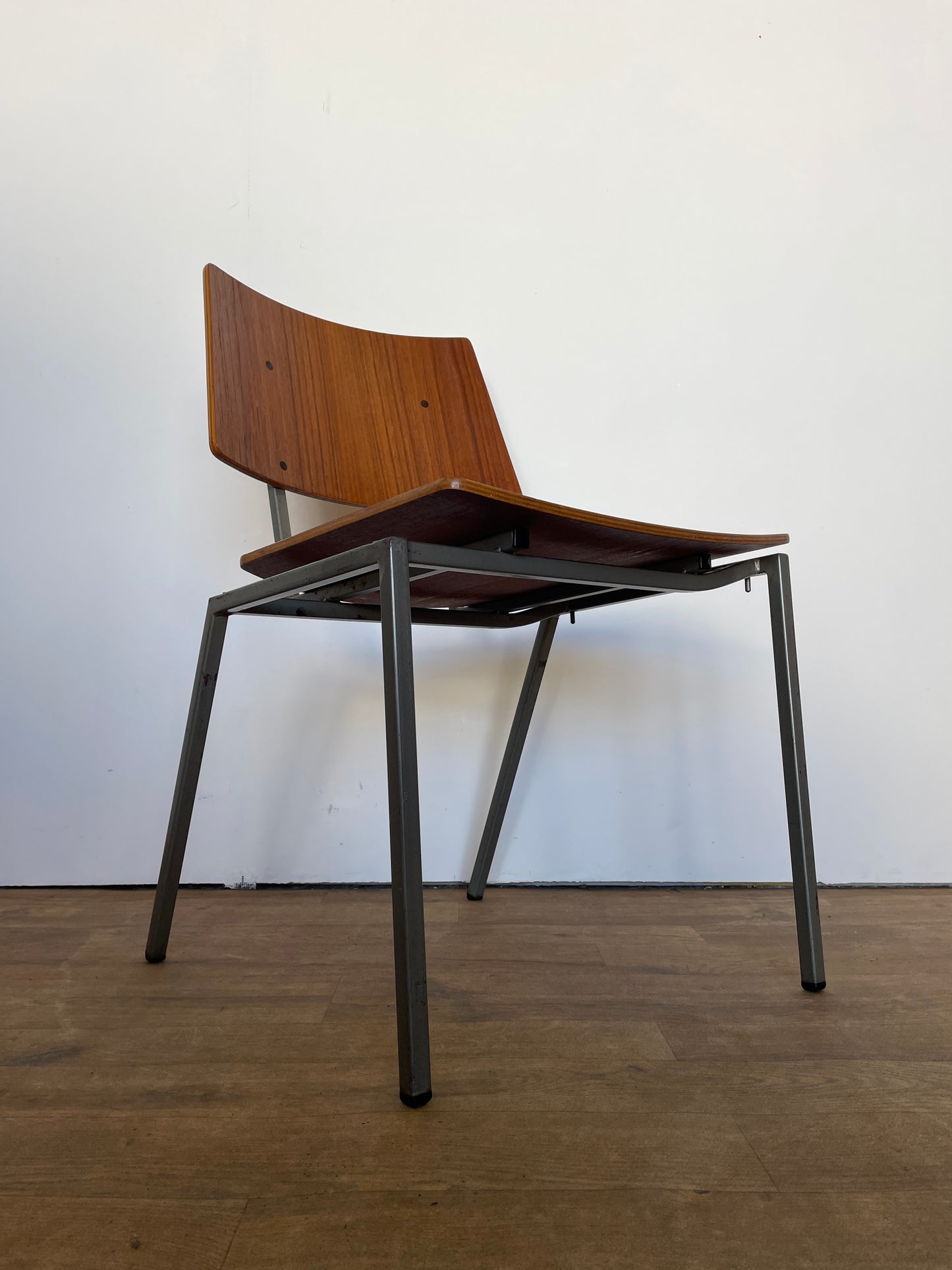 Vintage Danish Teak & Metal School Chair – Mid-Century Style