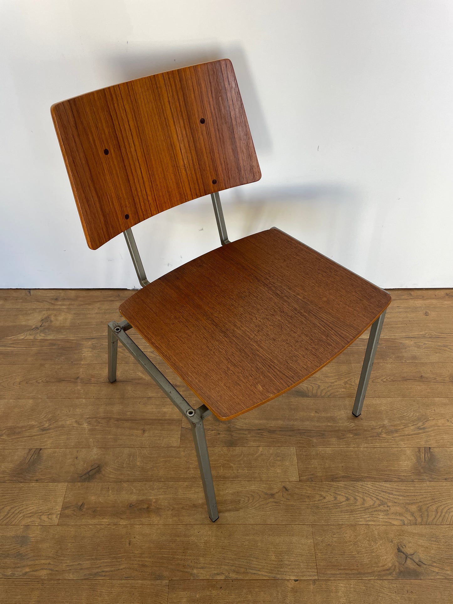 Vintage Danish Teak & Metal School Chair – Mid-Century Style