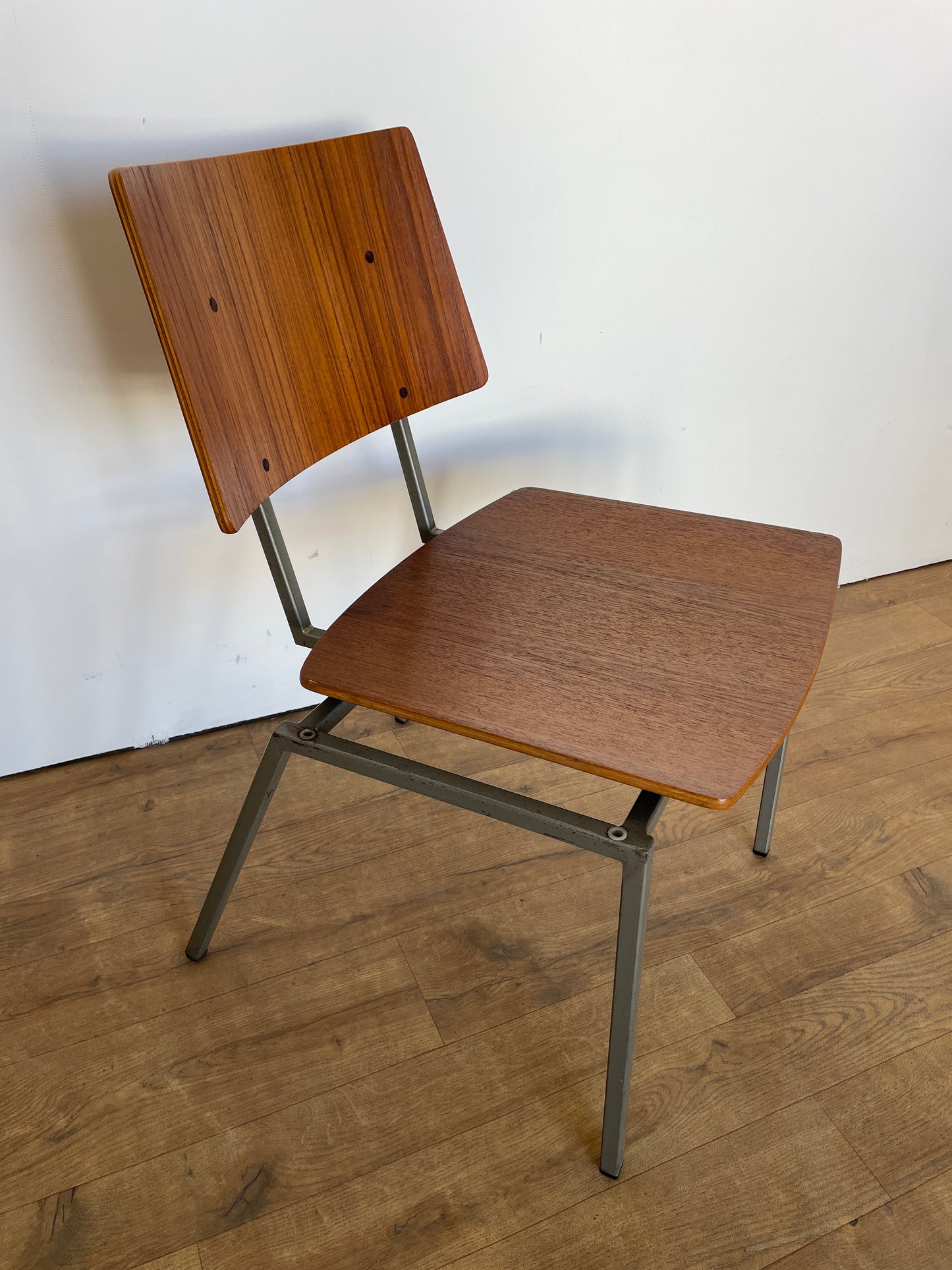 Vintage Danish Teak & Metal School Chair – Mid-Century Style