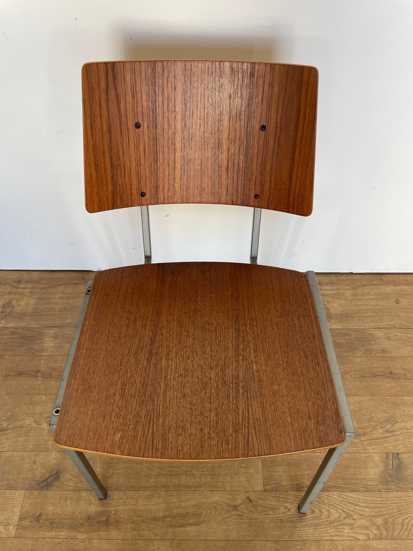 Vintage Danish Teak & Metal School Chair – Mid-Century Style