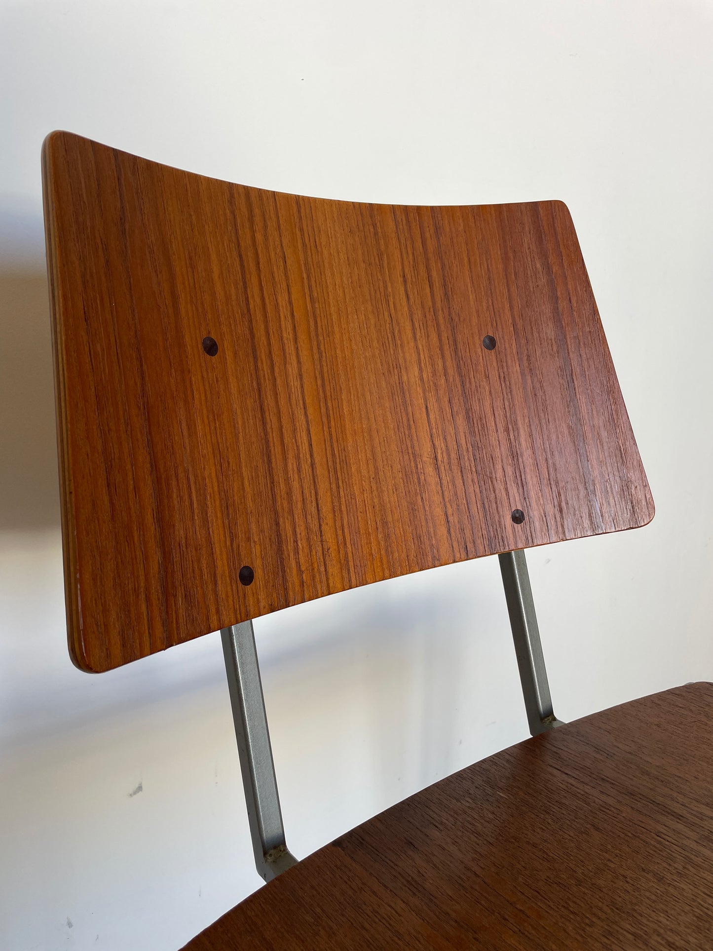 Vintage Danish Teak & Metal School Chair – Mid-Century Style