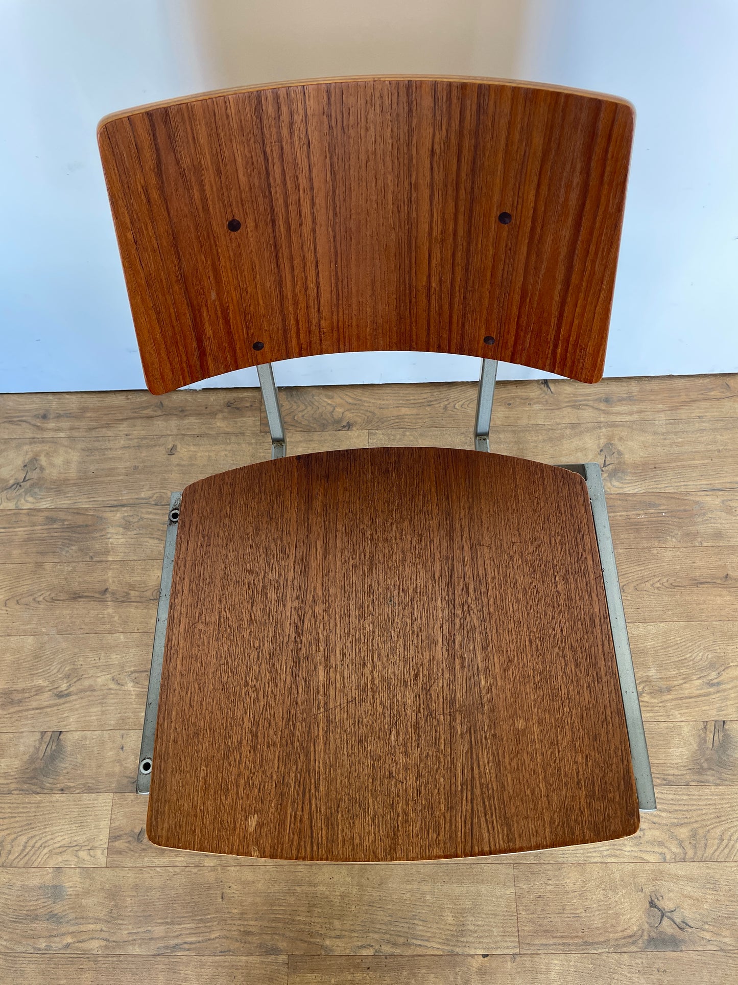 Vintage Danish Teak & Metal School Chair – Mid-Century Style