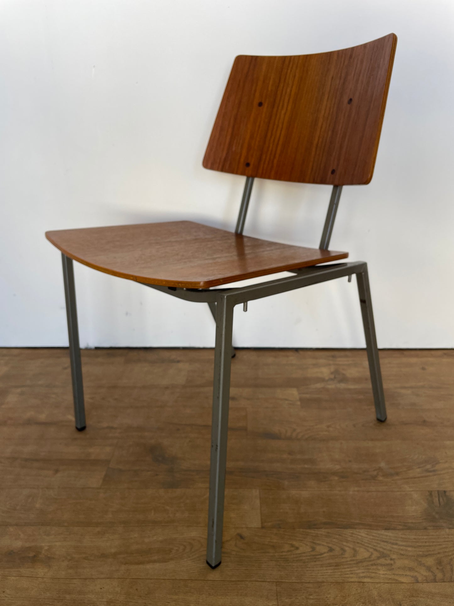Vintage Danish Teak & Metal School Chair – Mid-Century Style