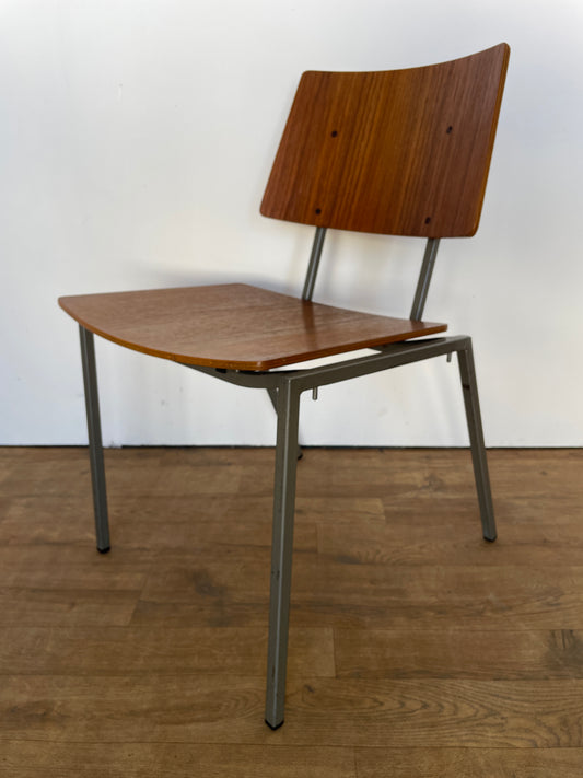 Vintage Danish Teak & Metal School Chair – Mid-Century Style