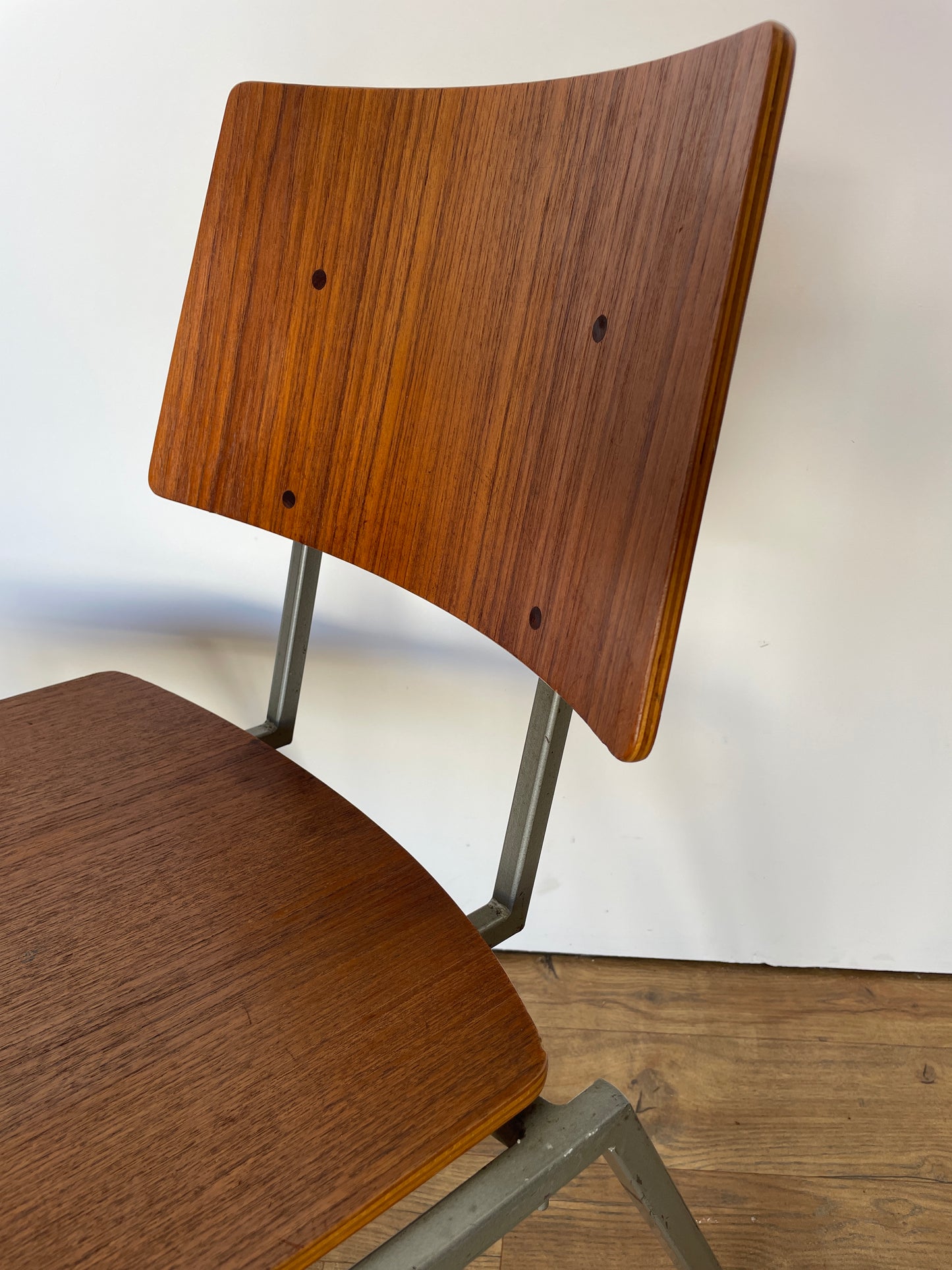 Vintage Danish Teak & Metal School Chair – Mid-Century Style