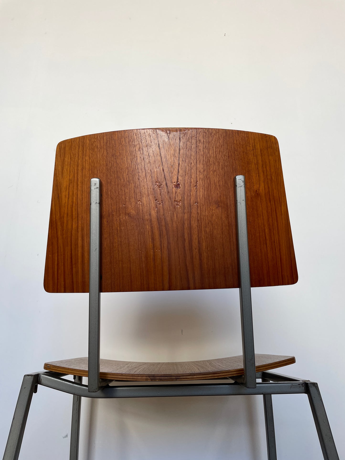 Vintage Danish Teak & Metal School Chair – Mid-Century Style