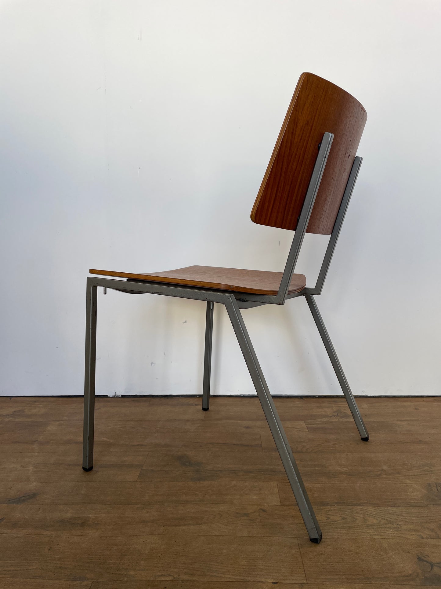Vintage Danish Teak & Metal School Chair – Mid-Century Style
