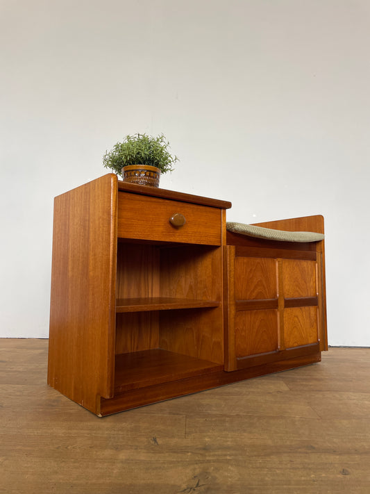 Nathan Mid-Century Teak Telephone Seat with Storage & Original Cushion