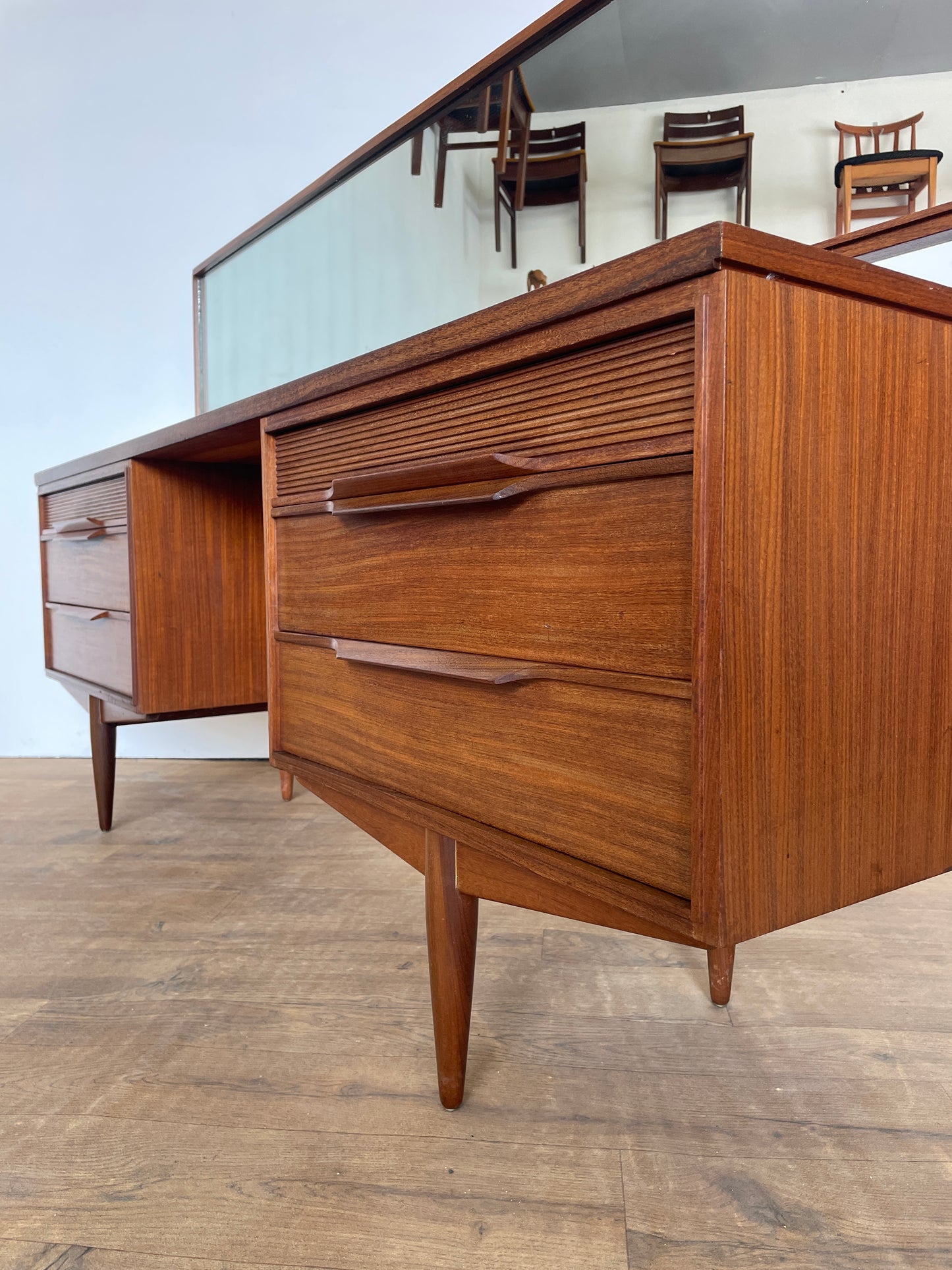 Vintage Teak Mid-Century Dressing Table with Mirror by Newton & White