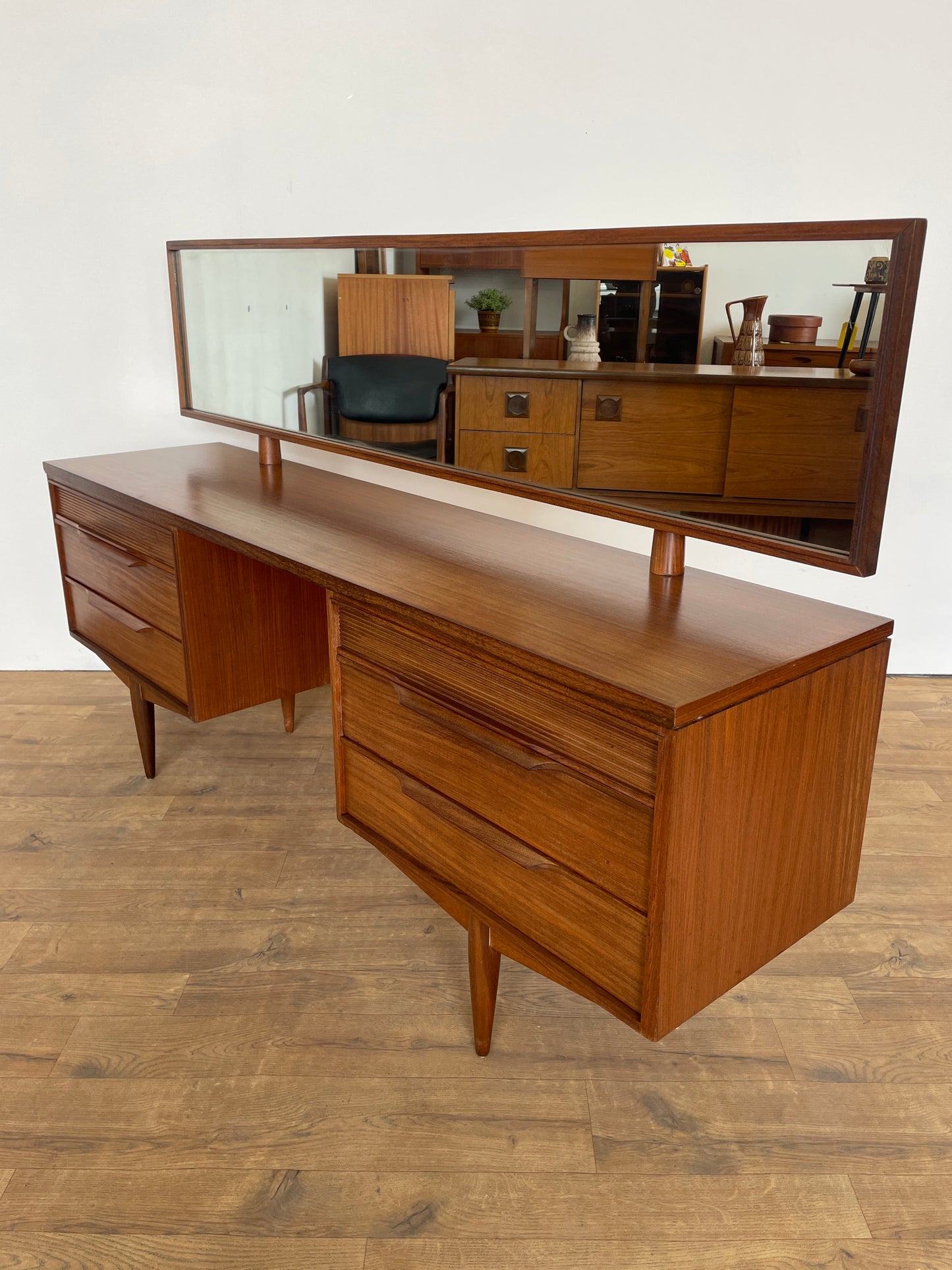 Vintage Teak Mid-Century Dressing Table with Mirror by Newton & White