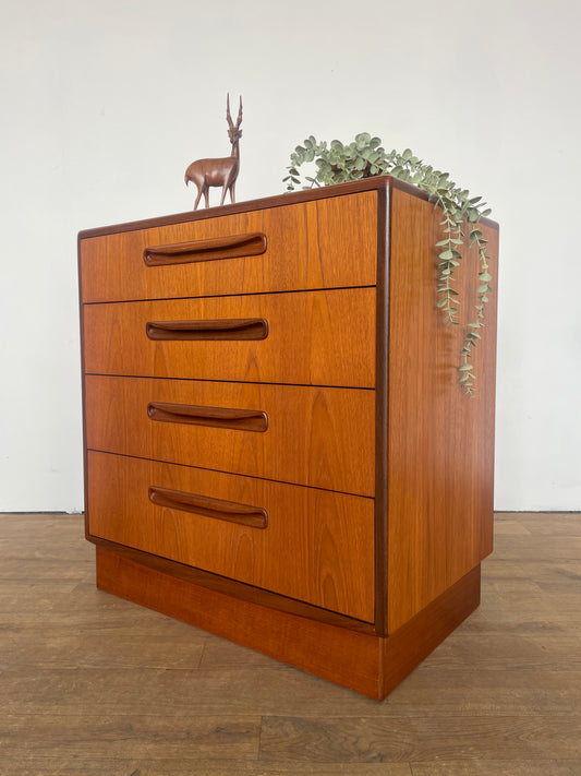 Mid-Century G Plan Fresco 4-Drawer Teak Chest of Drawers – Vintage Retro Storage
