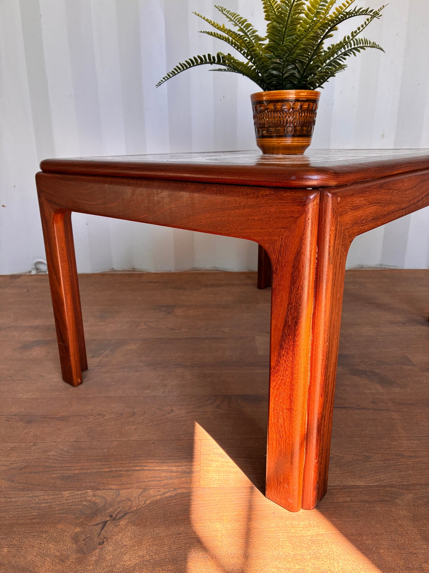 G Plan Mid-Century Teak Tiled Top Coffee Table | Vintage Danish Style Ceramic Tile Coffee Table | 71cm