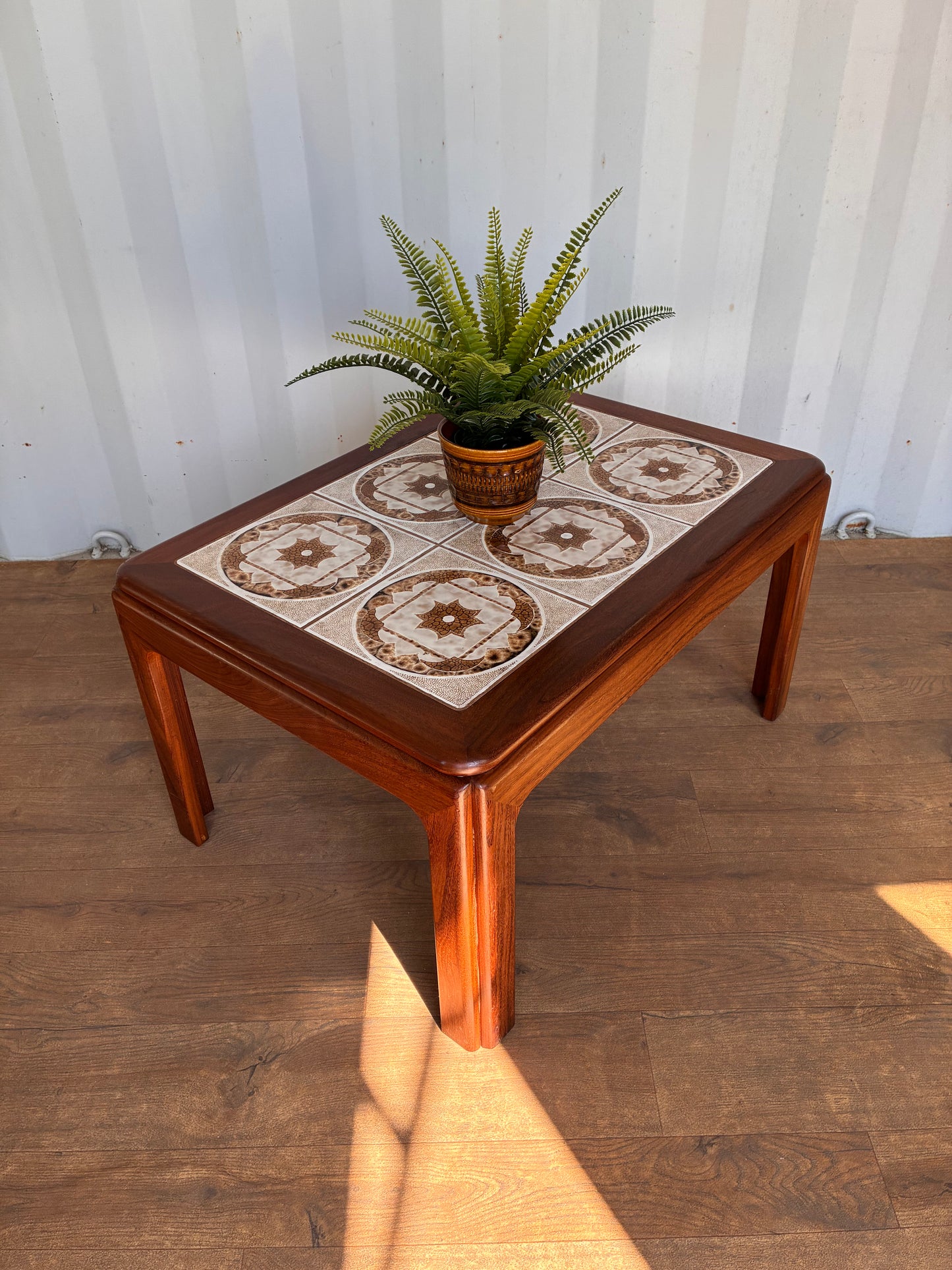 G Plan Mid-Century Teak Tiled Top Coffee Table | Vintage Danish Style Ceramic Tile Coffee Table | 71cm