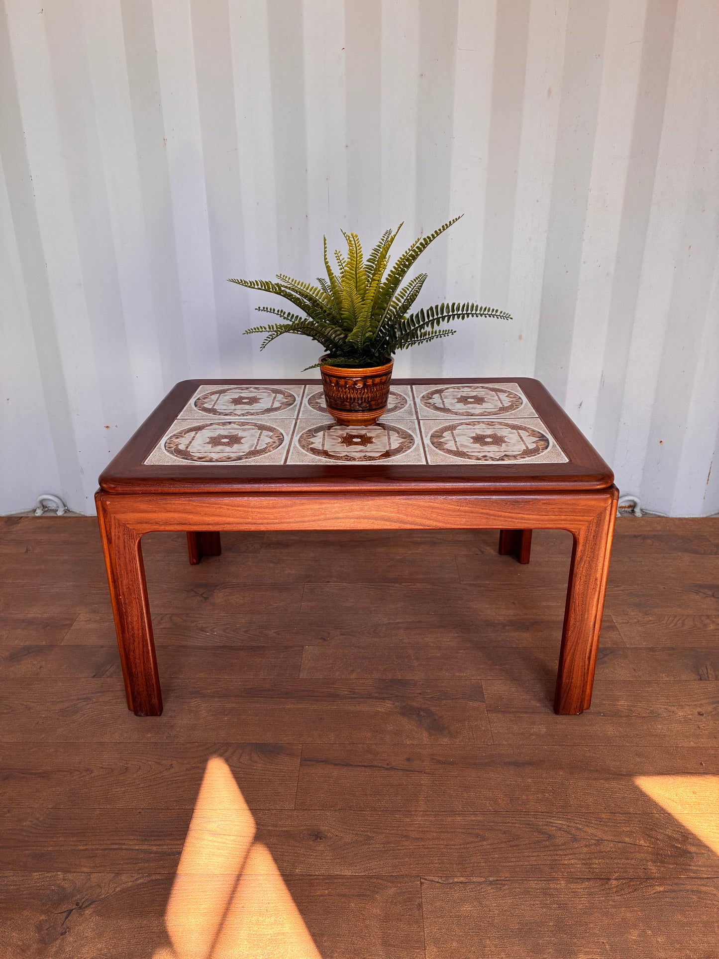 G Plan Mid-Century Teak Tiled Top Coffee Table | Vintage Danish Style Ceramic Tile Coffee Table | 71cm