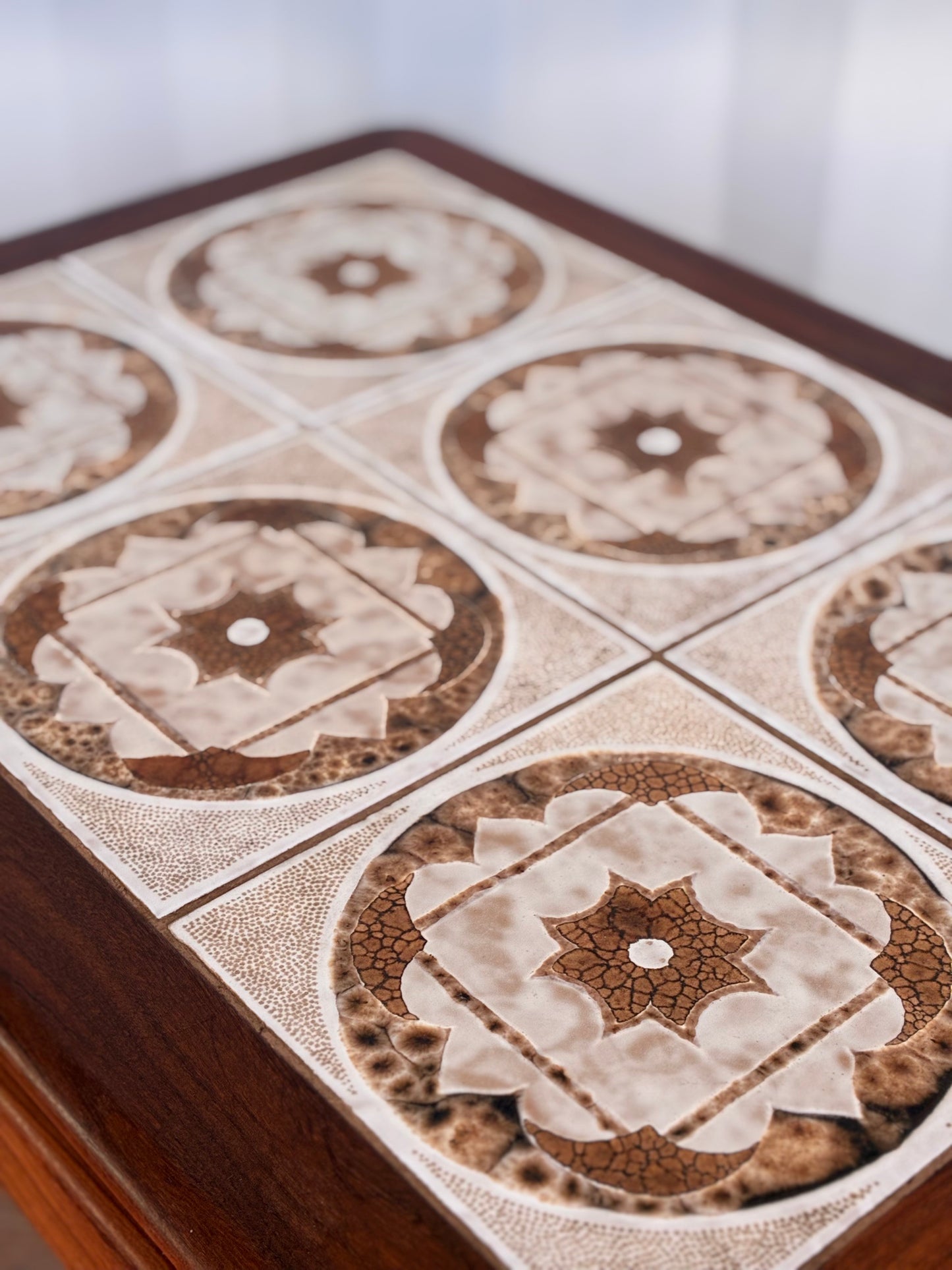 G Plan Mid-Century Teak Tiled Top Coffee Table | Vintage Danish Style Ceramic Tile Coffee Table | 71cm