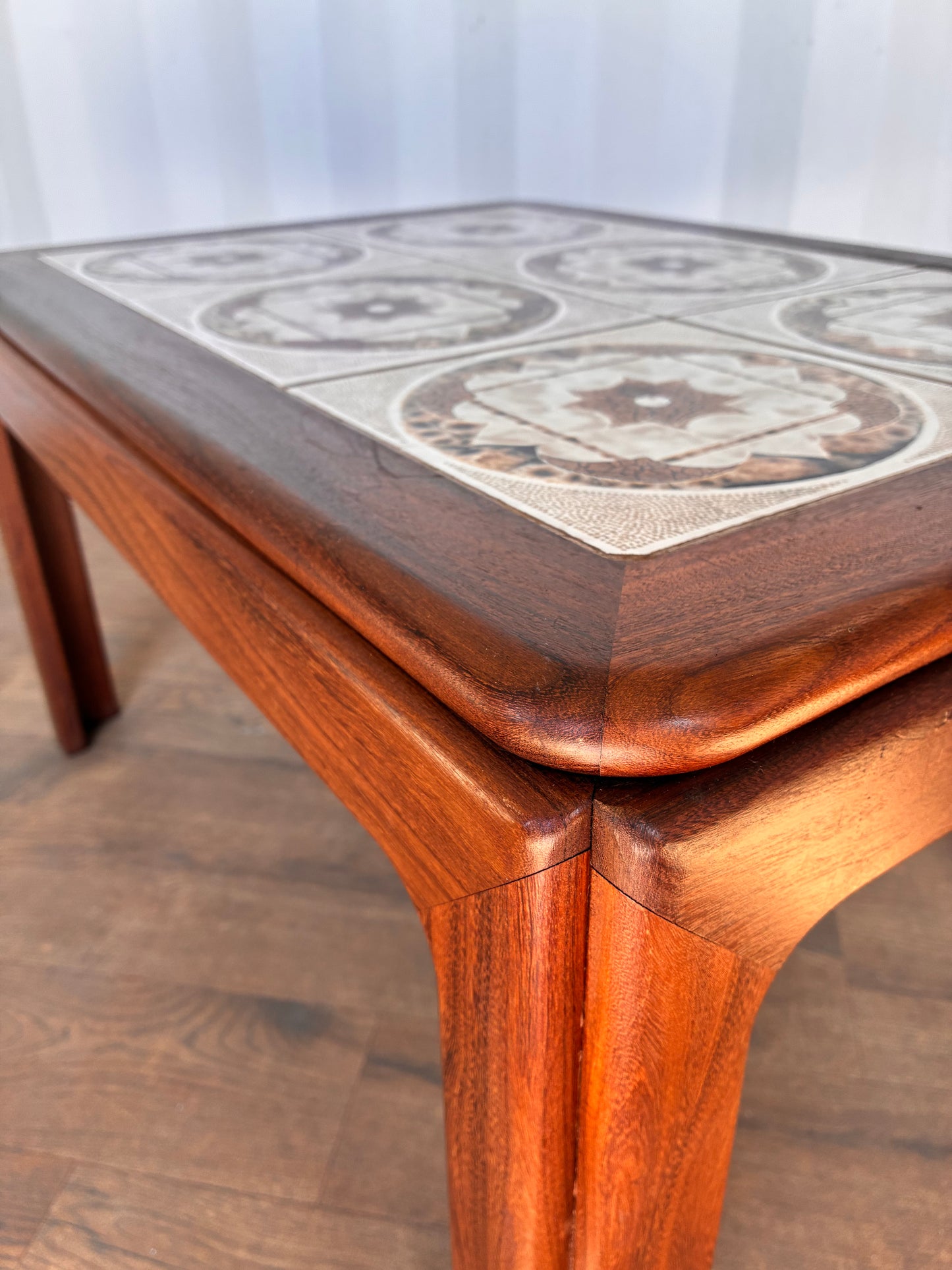 G Plan Mid-Century Teak Tiled Top Coffee Table | Vintage Danish Style Ceramic Tile Coffee Table | 71cm